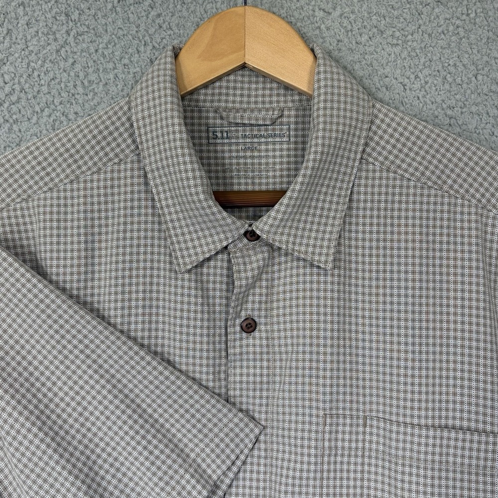 5.11 Tactical Shirt Mens Large Brown Concealed Carry Button Snap Short Sleeve